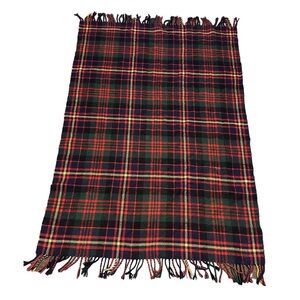 VTG Archie Brown & Sons Hamilton Bermuda Wool Throw Blanket Red Plaid 57"x38"